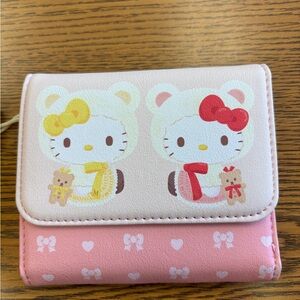 Loungefly Hello Kitty and Mimmy White Teddy Bear Flap Wallet. NWT